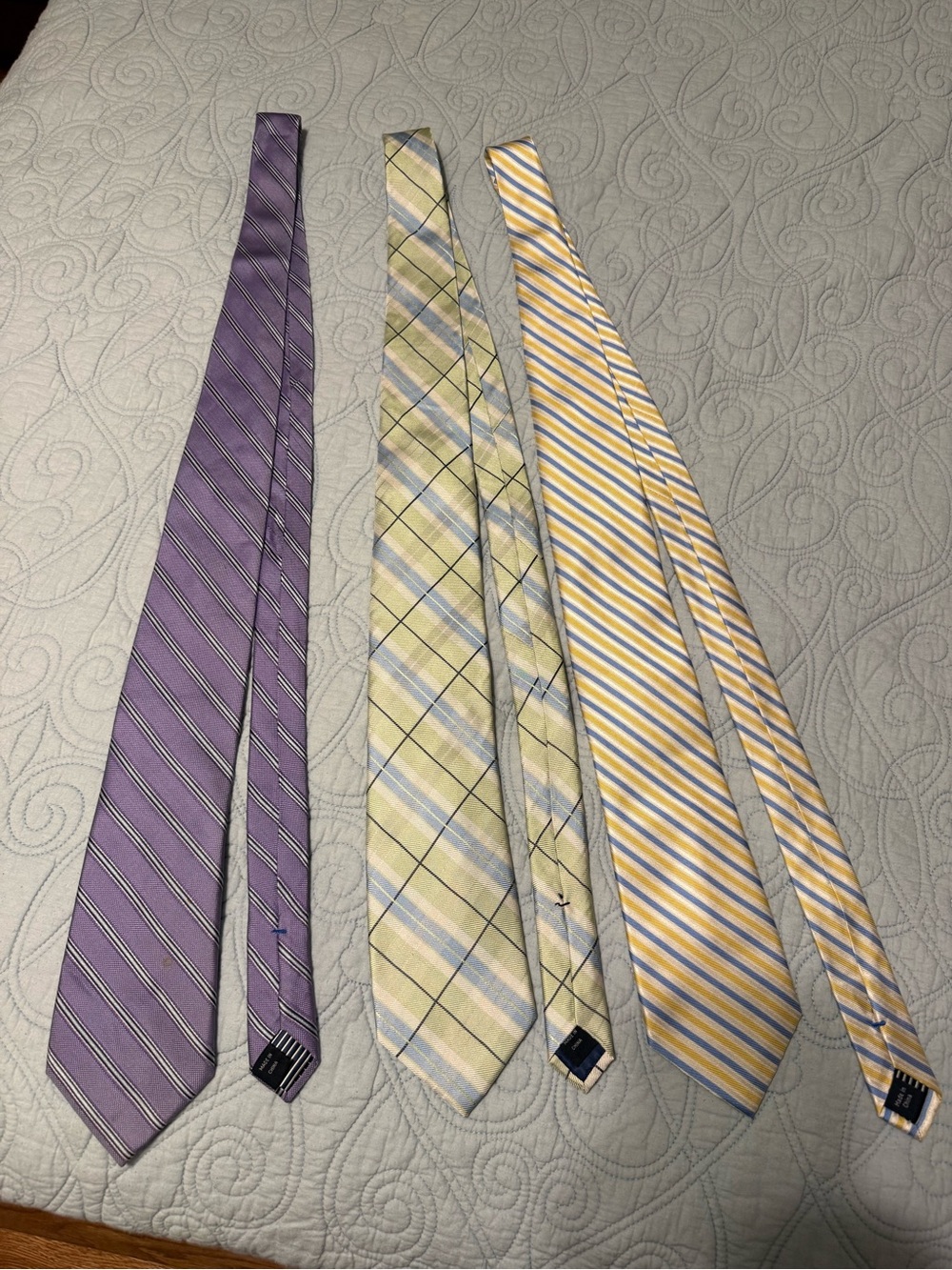 Nautica Men's Tie Set - Purple, Light Green, Yellow Stripes & Plaid